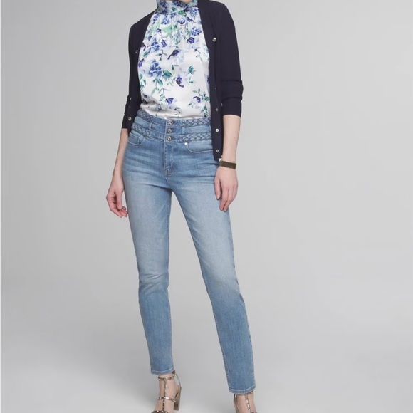 White House Black Market Denim - NWT WHBM Jeans Everyday Braided Soft Extra High Rise Slim Ankle Jean Size 0
